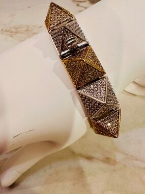Eddie Borgo Gold & silver geometric triangle bracelet with diamond-like embellis